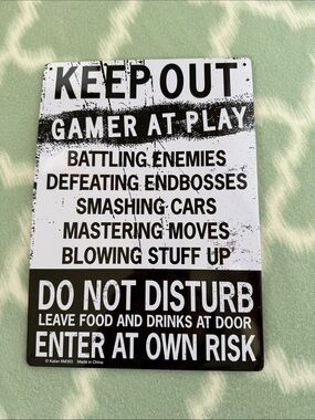 KEEP OUT Gamer at Play Sign - Black & White